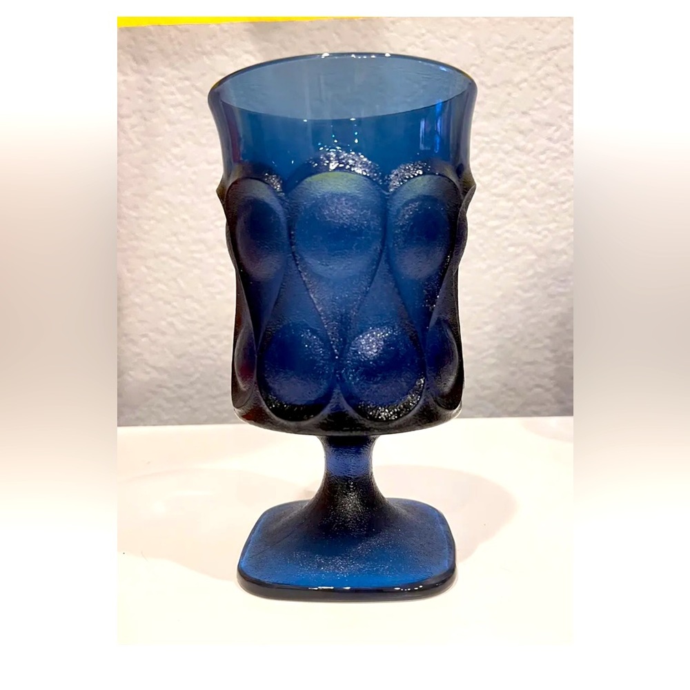 Vintage Noritake Spotlight Cobalt Blue Pedestal Goblets, Set of 8
